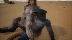 Reproducir El hombre lagarto del salón tiene sexo con el lobo y se corre en su boca - vida salvaje